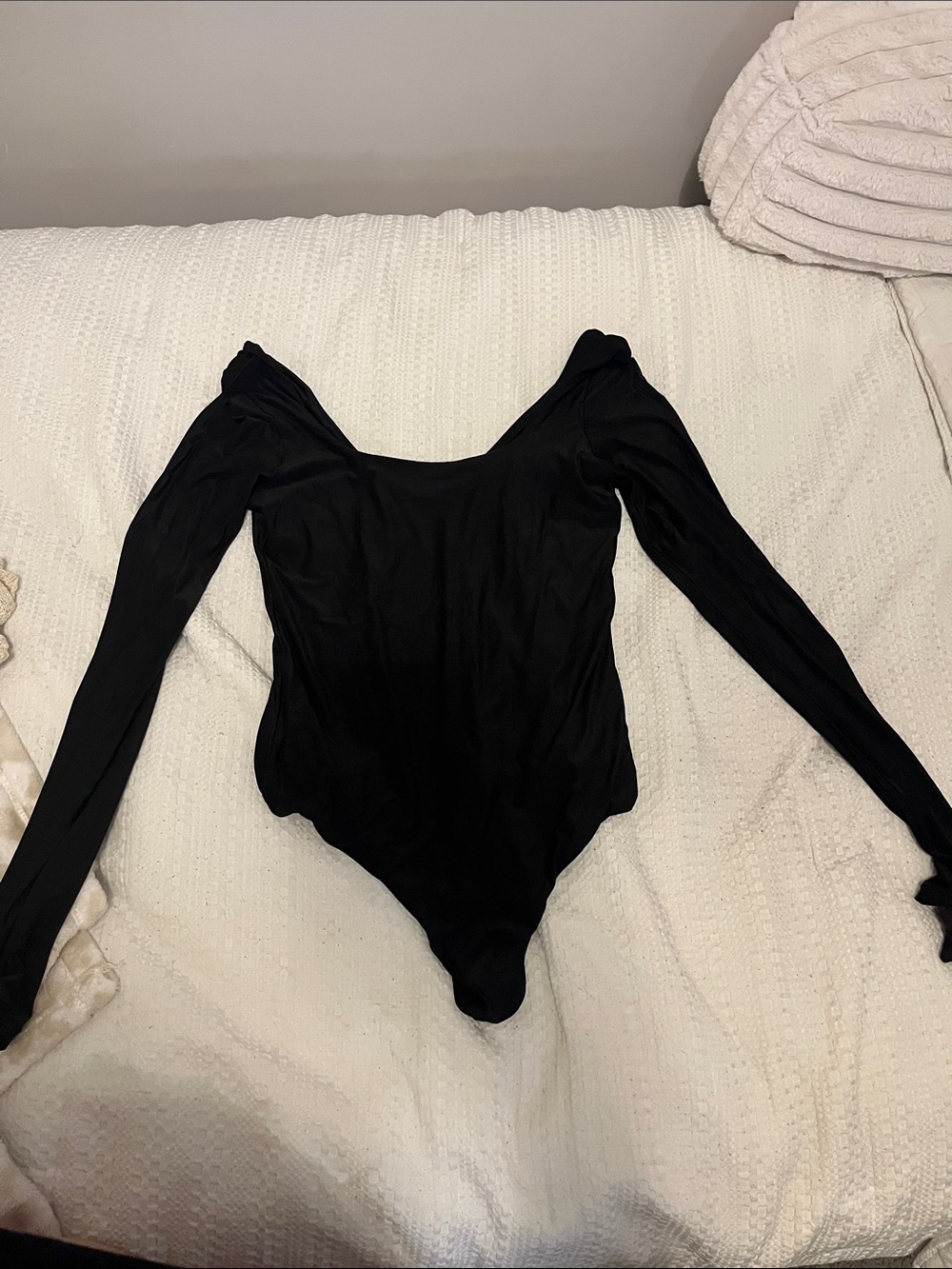 Women Black Long-Sleeve One-Piece Bodysuit